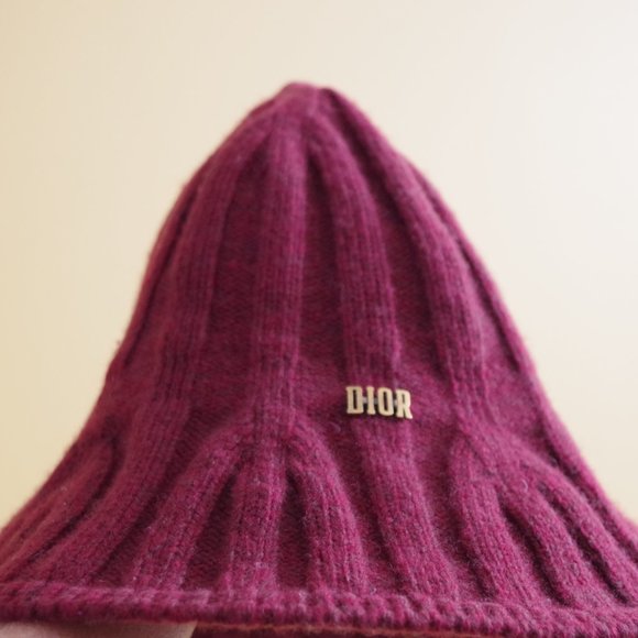 Christian Dior Knit Hat 19aw Logo burgundy Unisex Wool Nylon